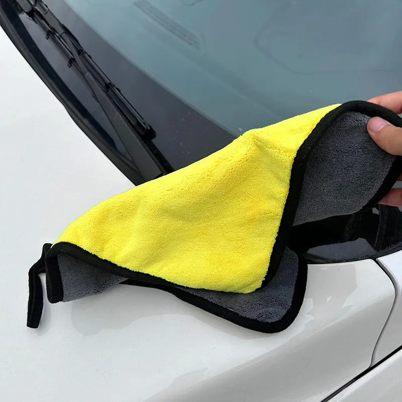 Dual-Sided Thickened Coral Fleece Car Drying Towel – Two-Tone Microfiber Wash Towel, Super Absorbent Cleaning Cloth for Car, Window & Household, Lint-Free Scratch-Free